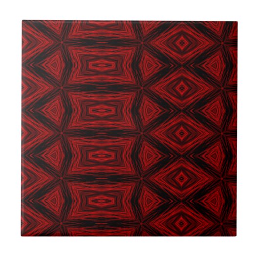 Moderne Geometric Art Pattern Red Black vakantie Tegeltje (Voorkant)