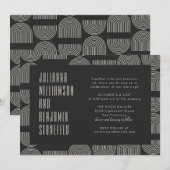 Moderne Geometric Black Arch Lines Wedding Website Kaart (Voorkant / Achterkant)