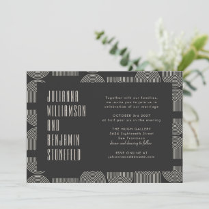 Moderne Geometric Black Arch Lines Wedding Website Kaart