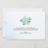 Moderne Geometric Blue Hydrangea Weddenfoto Bedankkaart (Achterkant)