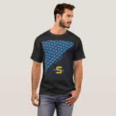 Moderne Geometric Blue Yellow Personalised Name T-shirt (Voorkant volledig)