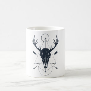 Moderne Geometric Deer Skull Hunters Koffiemok