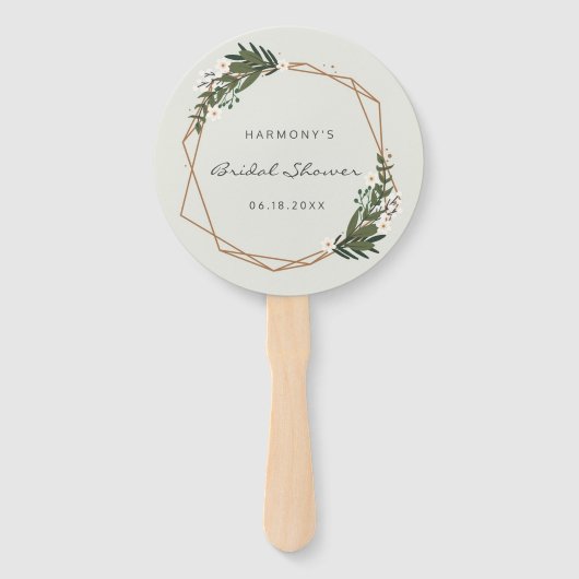 Moderne Geometric Gold Lijst Greenery Vrijgezellen Handwaaier (Voorkant)