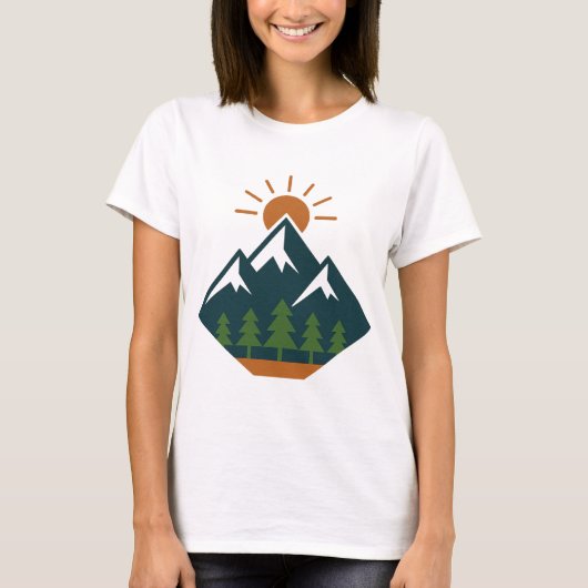 Moderne Geometric Mountain Adventure Natuur T-shir T-shirt (Voorkant)