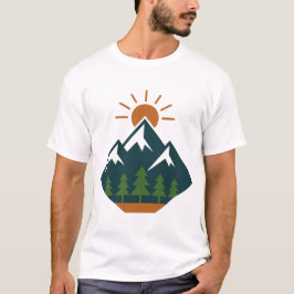 Moderne Geometric Mountain Adventure Natuur T-shir T-shirt