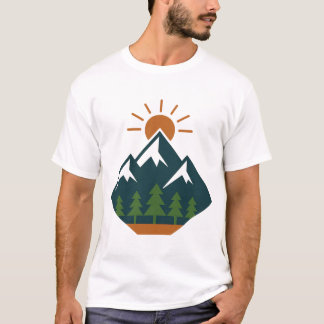 Moderne Geometric Mountain Adventure Natuur T-shir T-shirt