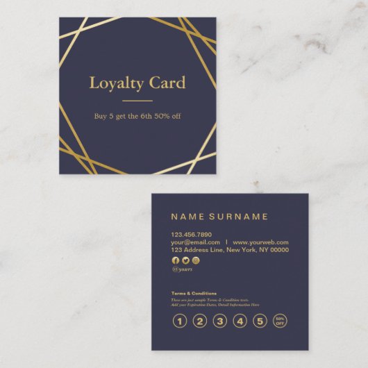 Moderne Geometric Pattern Square Loyalty-kaart Vierkante Visitekaartje (Voorkant / Achterkant)