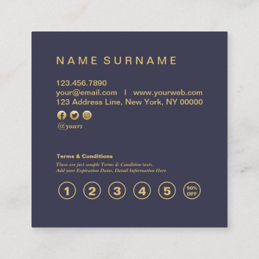 Moderne Geometric Pattern Square Loyalty-kaart Vierkante Visitekaartje (Achterkant)