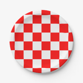 Moderne Geometric Red White Bold Checkers Papieren Bordje