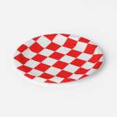 Moderne Geometric Red White Bold Checkers Papieren Bordje (Gekanteld)