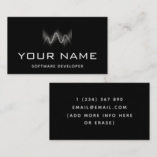 Moderne Geometric Wave Software Ontwikkelaar Techn Visitekaartje (Voorkant / Achterkant)