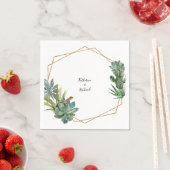 Moderne Geometric Wedding Names Cactus Cocktail Servet (Insitu)
