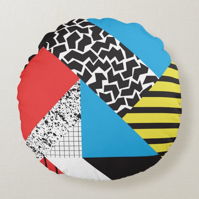 Moderne geometrie: Abstracte naadloze stijl Rond Kussen (Voorkant)