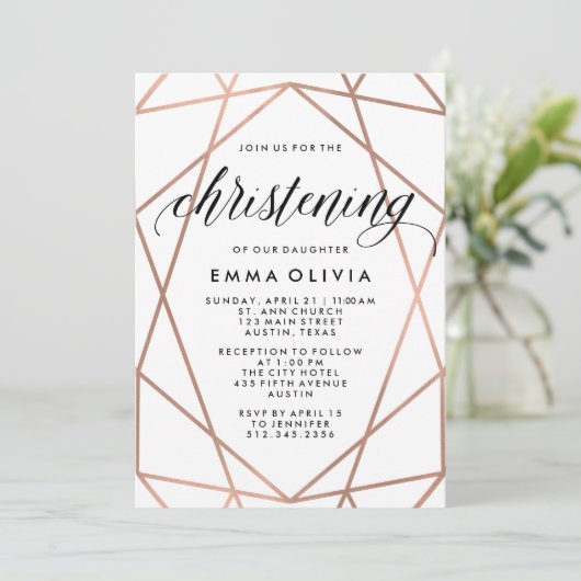 Moderne geometrie op witte doop kaart (Staand voorkant)