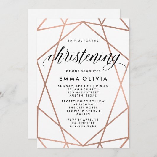 Moderne geometrie op witte doop kaart (Voorkant / Achterkant)