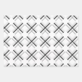 Moderne geometrie Tartan in Lila wit en zwart Inpakpapier Vel