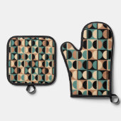 Moderne geometrisch Abstract patroon uit het midde Ovenwant & Pannenlap Set (Voorkant)
