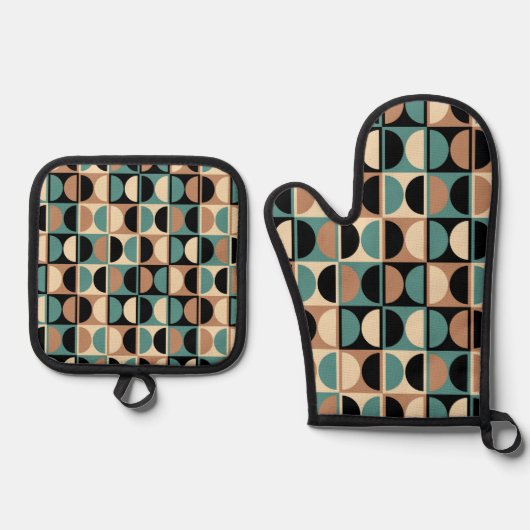 Moderne geometrisch Abstract patroon uit het midde Ovenwant & Pannenlap Set (Voorkant)