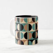 Moderne geometrisch Abstract patroon uit het midde Tweekleurige Koffiemok (Voorkant links)