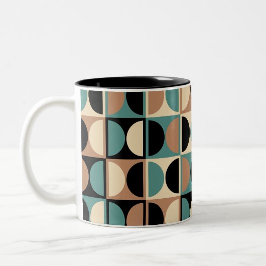 Moderne geometrisch Abstract patroon uit het midde Tweekleurige Koffiemok (Links)