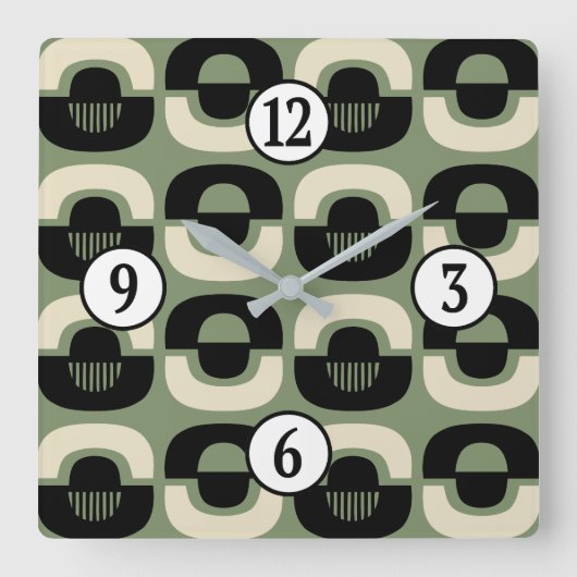 Moderne geometrisch Abstract patroon uit het midde Vierkante Klok (Voorkant)