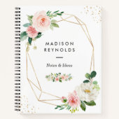 Moderne Geometrisch bloost Roze Bloemen Notitieboek (Voorkant)
