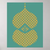 Moderne geometrisch gele turquoise uit het midden  poster (Voorkant)