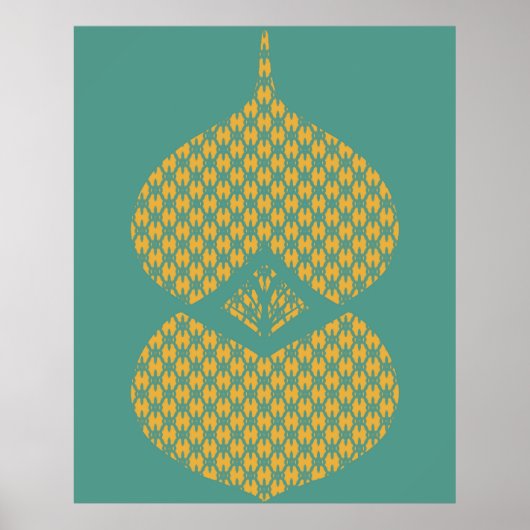 Moderne geometrisch gele turquoise uit het midden  poster (Voorkant)