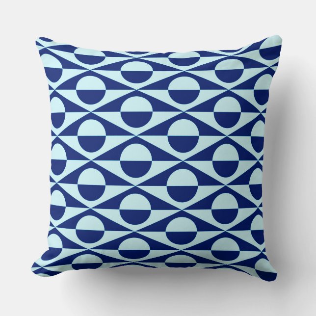Moderne geometrisch, indigo- en lichtblauw kussen (Voorkant)