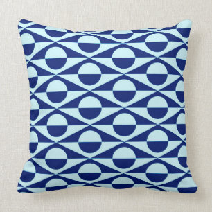 Moderne geometrisch, indigo- en lichtblauw kussen