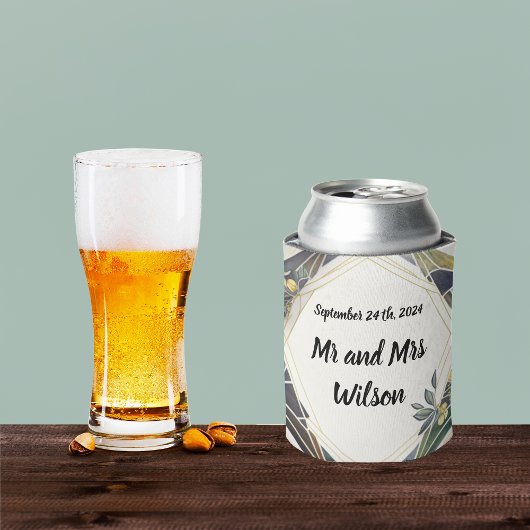 Moderne geometrisch met kleine bloemen blikjeskoeler