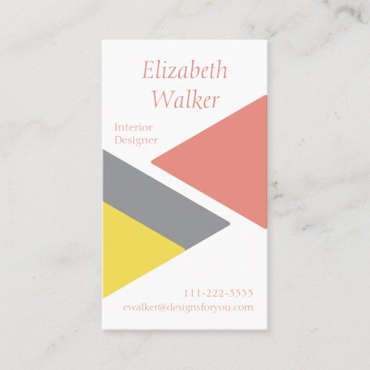 Moderne Geometrische Aangepaste Peach en Grey Visitekaartje (Voorkant)