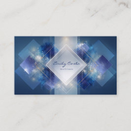 Moderne Geometrische Abstract Blauw & Goud Glitter Visitekaartje