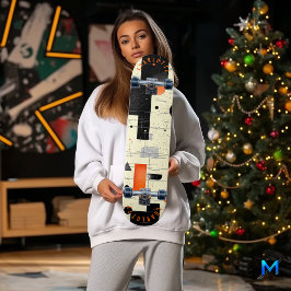 Moderne geometrische Abstract in crème en Sinaasap Persoonlijk Skateboard