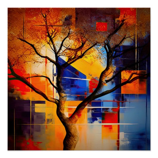 Moderne geometrische Abstract met boomstructuur Perfect Poster (Voorkant)
