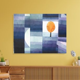 Moderne Geometrische Abstracte Blauwe Oranje Klee Canvas Afdruk
