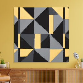 Moderne geometrische abstracte canvas | Luxe zwart Afdruk