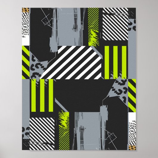 Moderne geometrische Abstracte collage met strepen Poster (Voorkant)