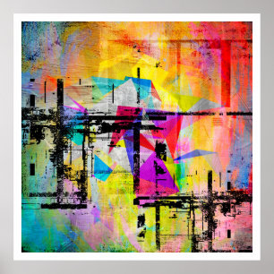 Moderne Geometrische Abstracte Colorful Art Poster