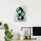 Moderne geometrische Abstracte groene elegante min Poster (Thuiskantoor)