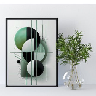 Moderne geometrische Abstracte groene elegante min Poster