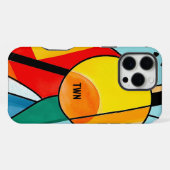 Moderne geometrische Abstracte heldere kleuren iPhone Hoesje (Achterkant horizontaal)