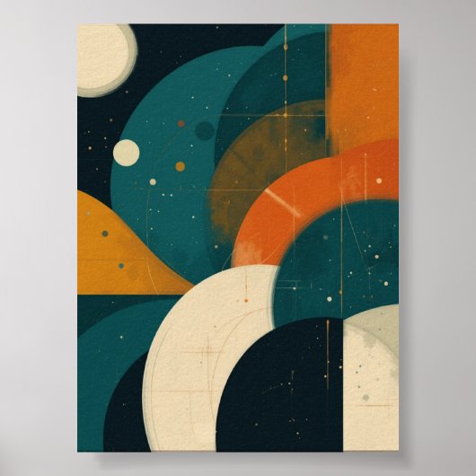 Moderne geometrische Abstracte kunst uit het midde Poster (Voorkant)