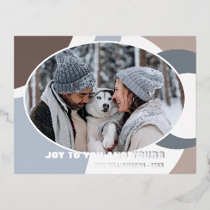 Moderne Geometrische Abstracte Kunstpatroonzilver Folie Feestdagen Briefkaart