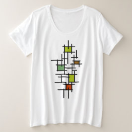 Moderne Geometrische Abstracte Lijnkunst Grote Maat T-shirt