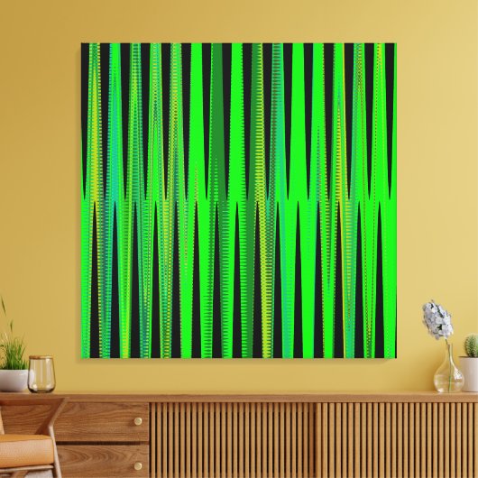 Moderne geometrische Abstracte lime groene zwarte Canvas Afdruk (Insitu (Woonkamer))
