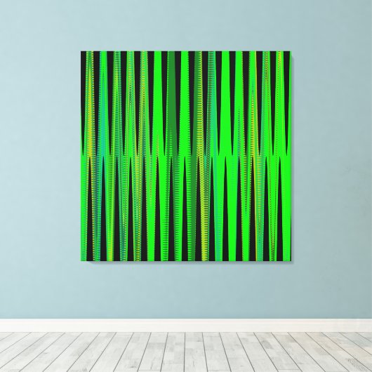 Moderne geometrische Abstracte lime groene zwarte Canvas Afdruk (Insitu (Houten vloer))