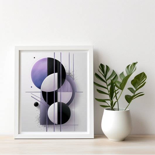 Moderne geometrische Abstracte Paarse elegante min Poster