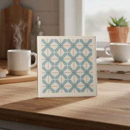 Moderne Geometrische Abstracte Pat#16 Teal ID1192 Tegeltje