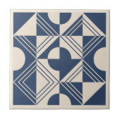 Moderne Geometrische Abstracte Pat#5 Navy ID1192 Tegeltje (Voorkant)